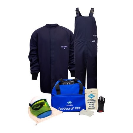 National Safety Apparel ArcGuard KIT2SC11L12 12 cal Arc Flash Kit W/Short Coat & Bib Overall in UltraSoft, L, Sz 12 KIT2SC11LG12
